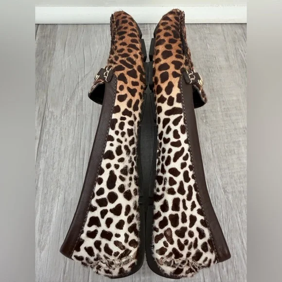 Gucci Brown Leopard Print ponyhair Flats with Gold horsebit - Picture 7 of 7